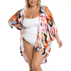 Women's La Blanca Plus Square Kimono Dress Swim Cover Up