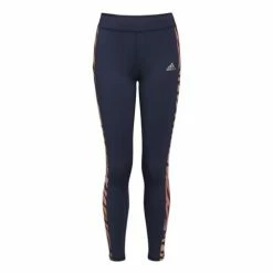 Girls' Adidas All Over Print Stripe Pocket Tights