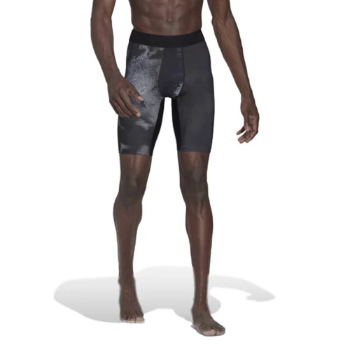Men's Adidas Techfit Allover Print Training Tights Compression Shorts - Image 2